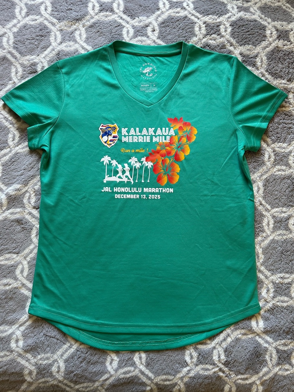 Kalakaua Merrie Mile Hawaii Green Marathon Tee Size M
